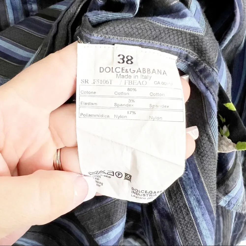 Dolce & Gabbana Y2K 2000’s Striped Floral Button Down Blouse 38 - Picture 4 of 11
